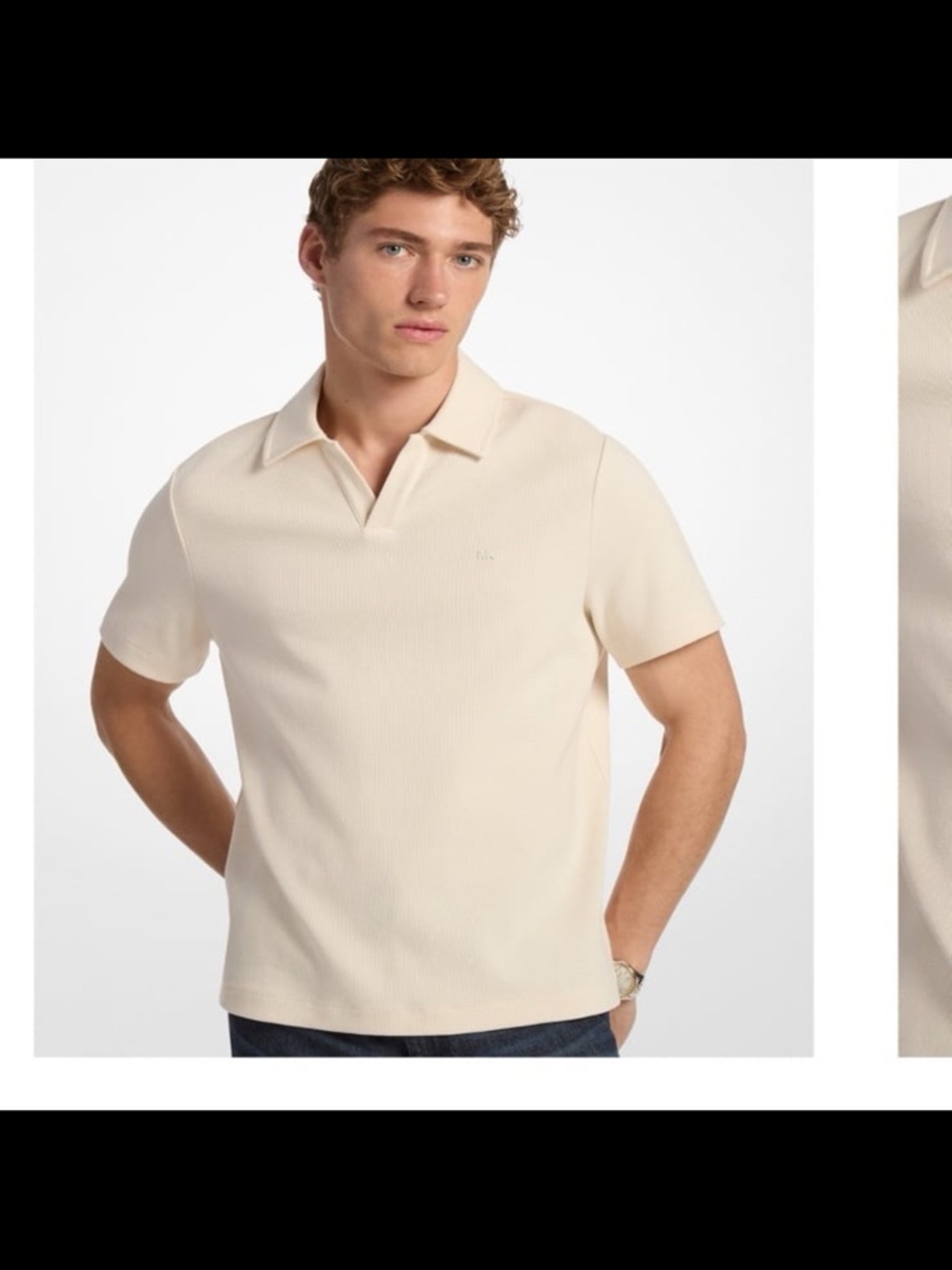 Michael Kors Men's Short Sleeve Polo in Cream
